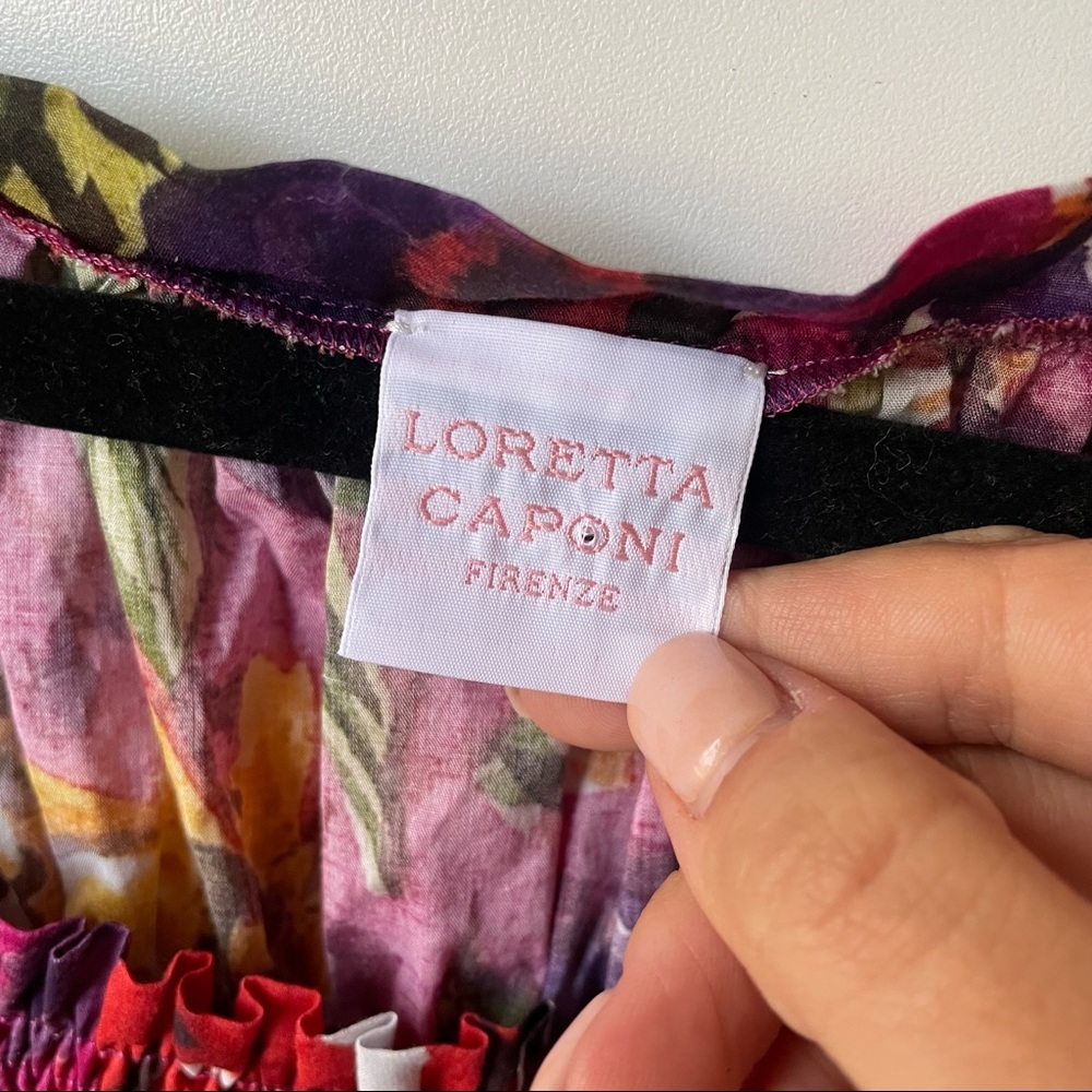 Loretta Caponi Stefania Dress Tropical Floral Burgundy - Picture 4 of 4